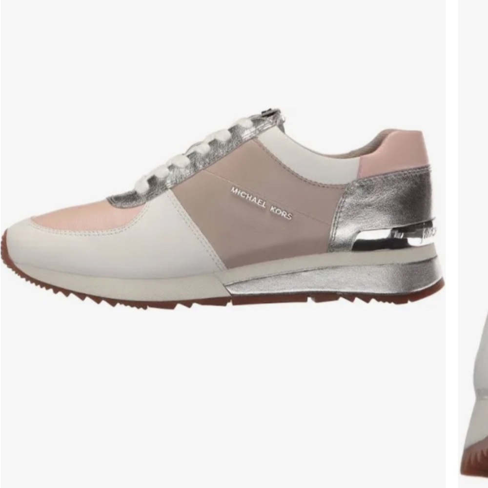 Nearly NIB Michael Kors Allie Trainers in Cement/Soft Pink Size 8.5M